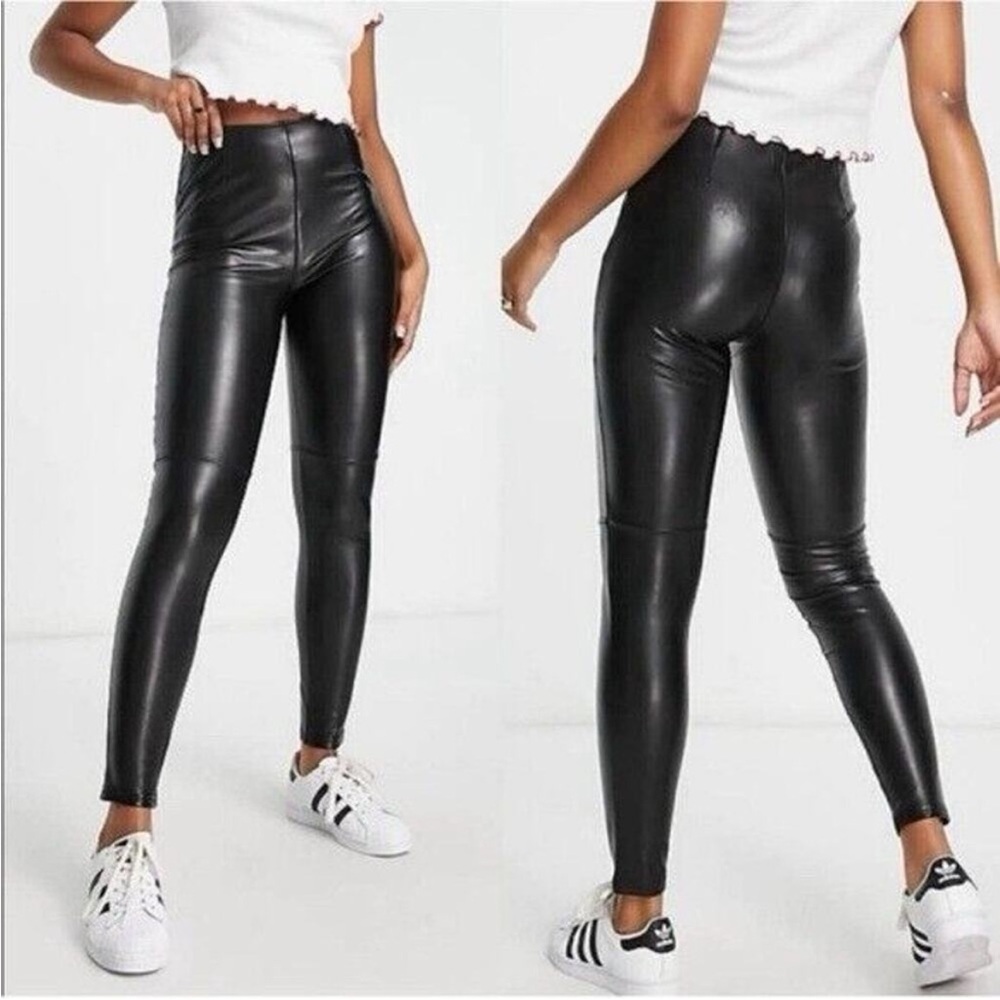 Abercrombie & Fitch Black Vegan Leather Curve Love Pull On Skinny Pants XS